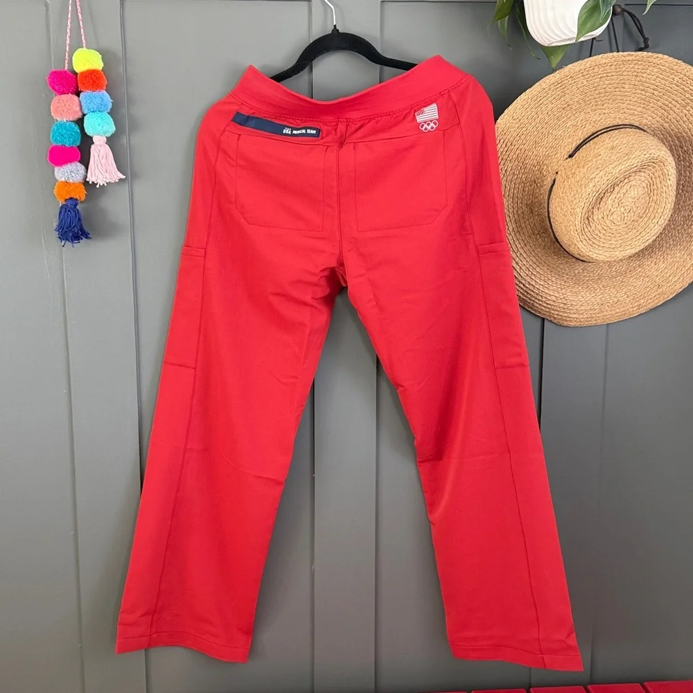 Team USA Red FIGS x Team USA High Waisted Wide Leg small petite - Picture 3 of 4